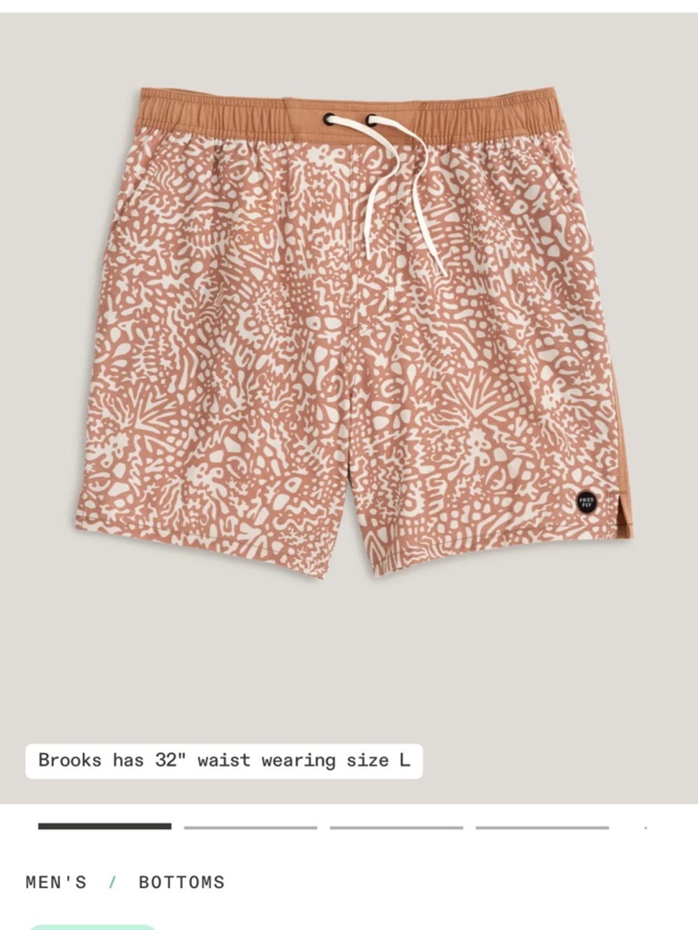 Free Fly Apparel Tan & White Patterned Swim Trunks